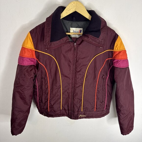 Vintage Polaris Snowmobile Jacket Women’s M Burgundy Pink Orange 80s Retro - Picture 1 of 8
